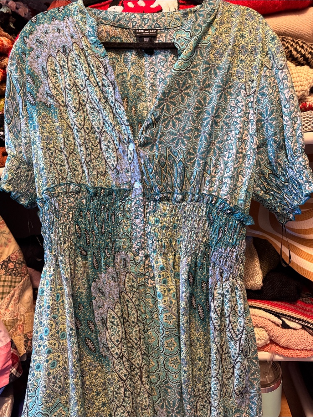 Kate and Lyle Teal Paisley Maxi Dress